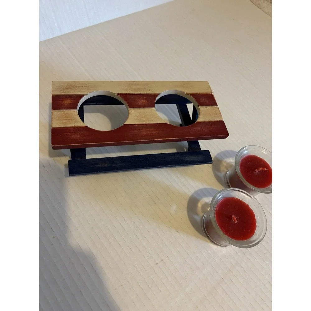 Picknick Table Votive Candle Holder Patriotic